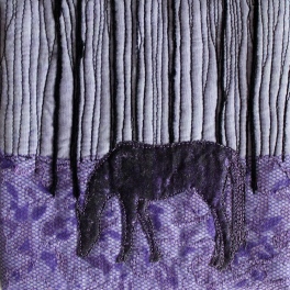Slickers horse: painted vliesofix, tulle, couching, machine quilted