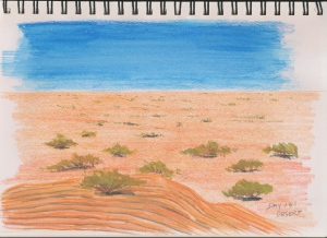 Day 13, Desert; watercolour pencils